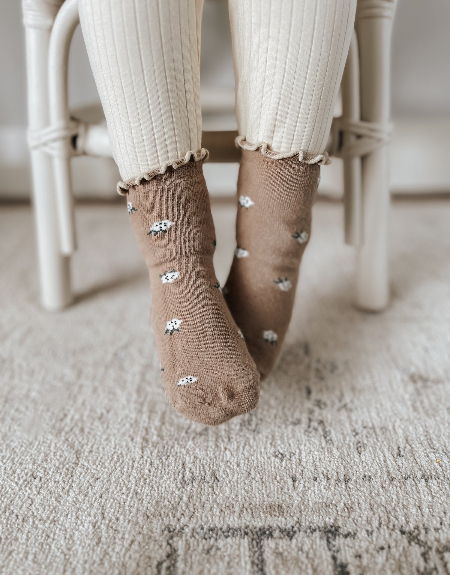 Brown Floral Socks