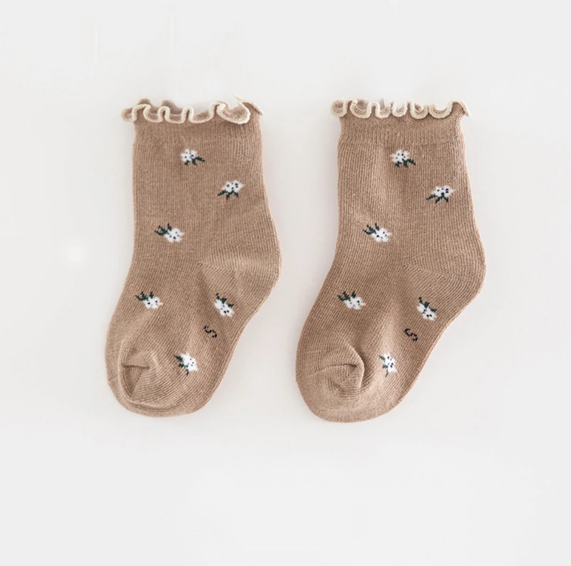 Brown Floral Socks