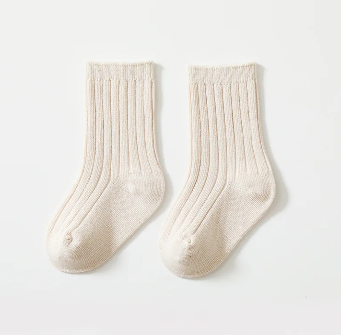 Cream Ribbed Socks