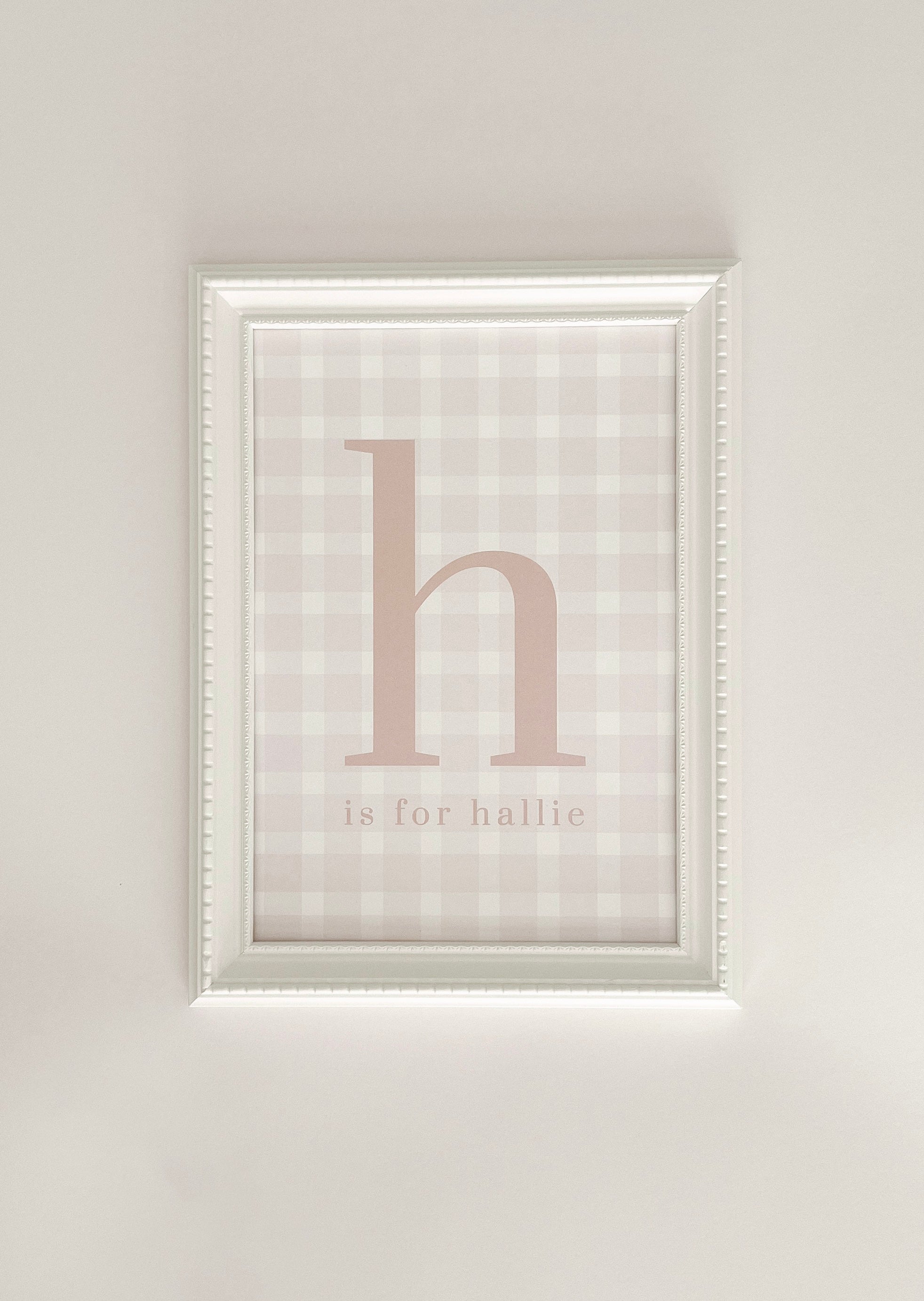 Gingham Initial & Name Print ~ Blush Pink