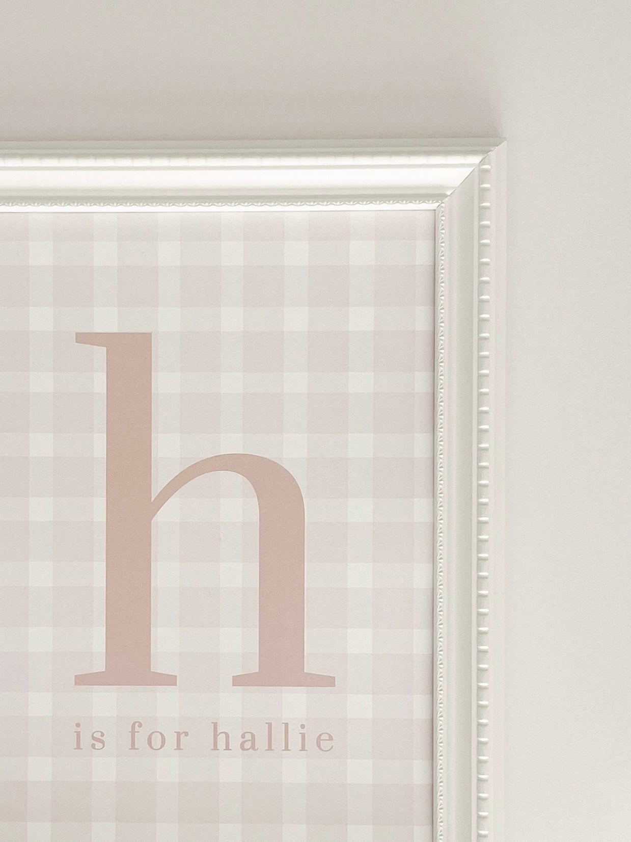 Gingham Initial & Name Print ~ Blush Pink