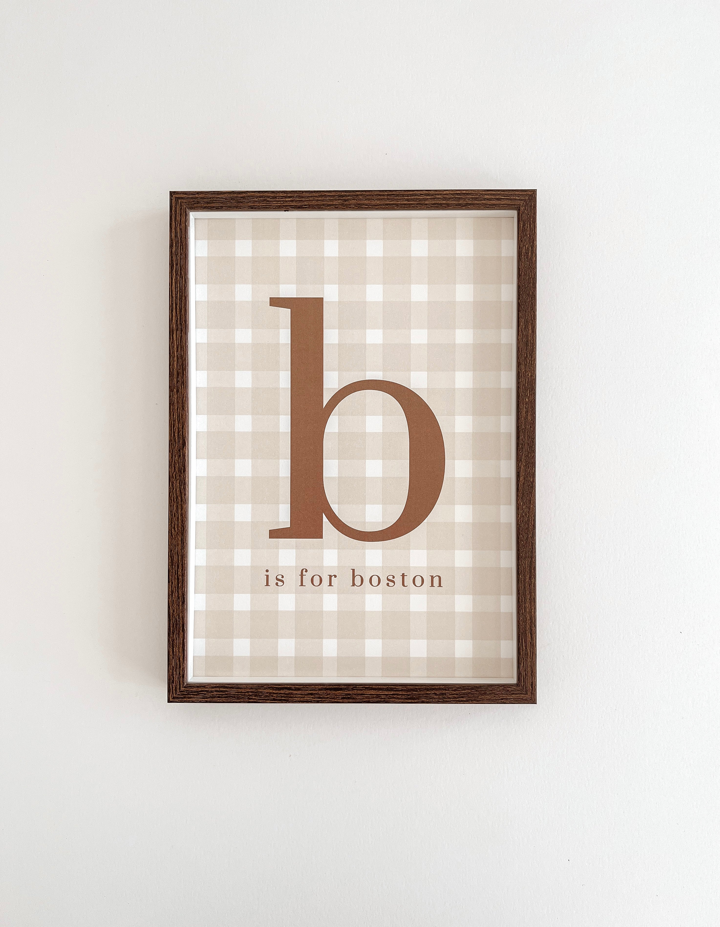 Gingham Initial & Name Print ~ Tan & Beige