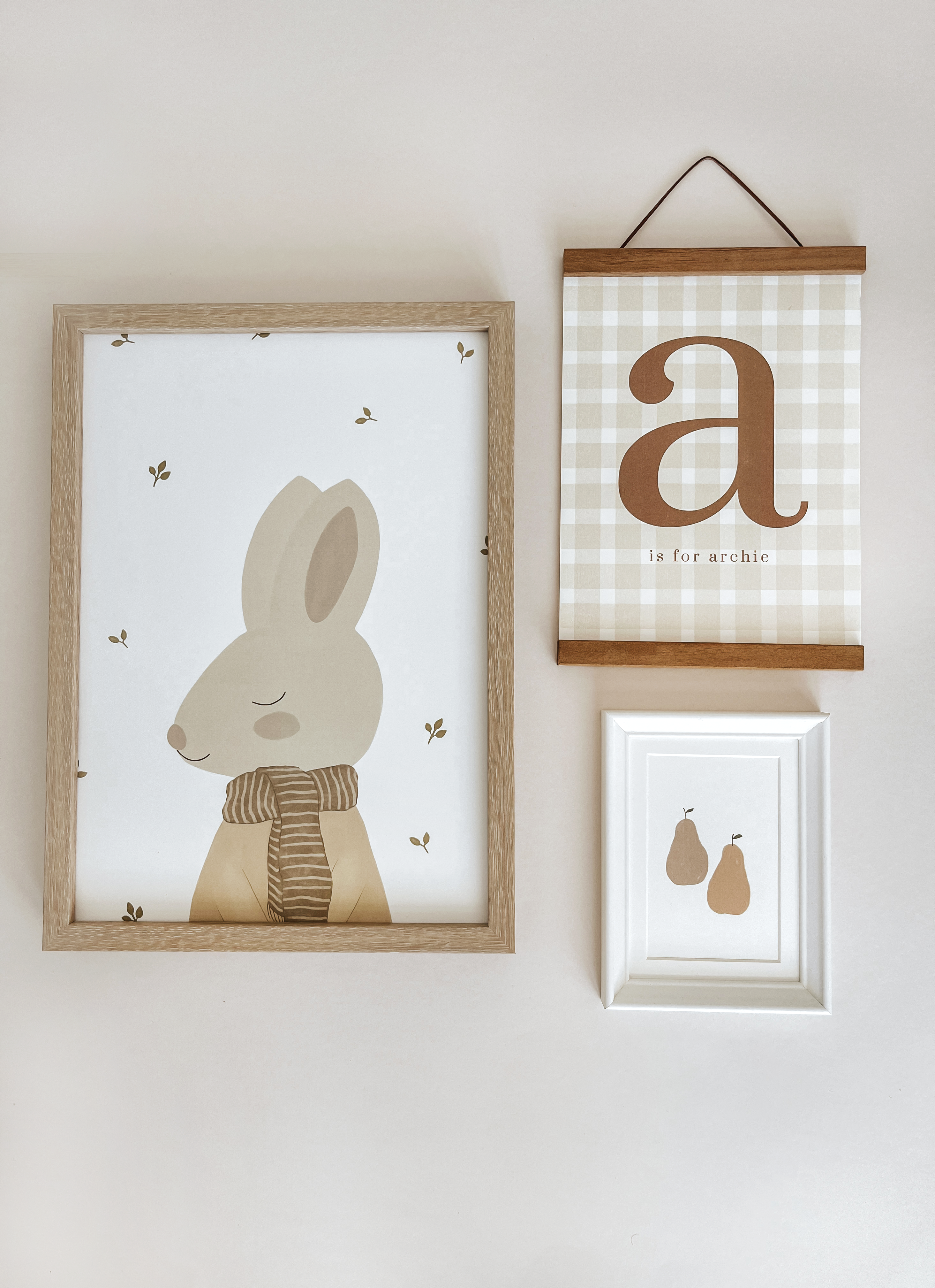 Gingham Initial & Name Print ~ Tan & Beige