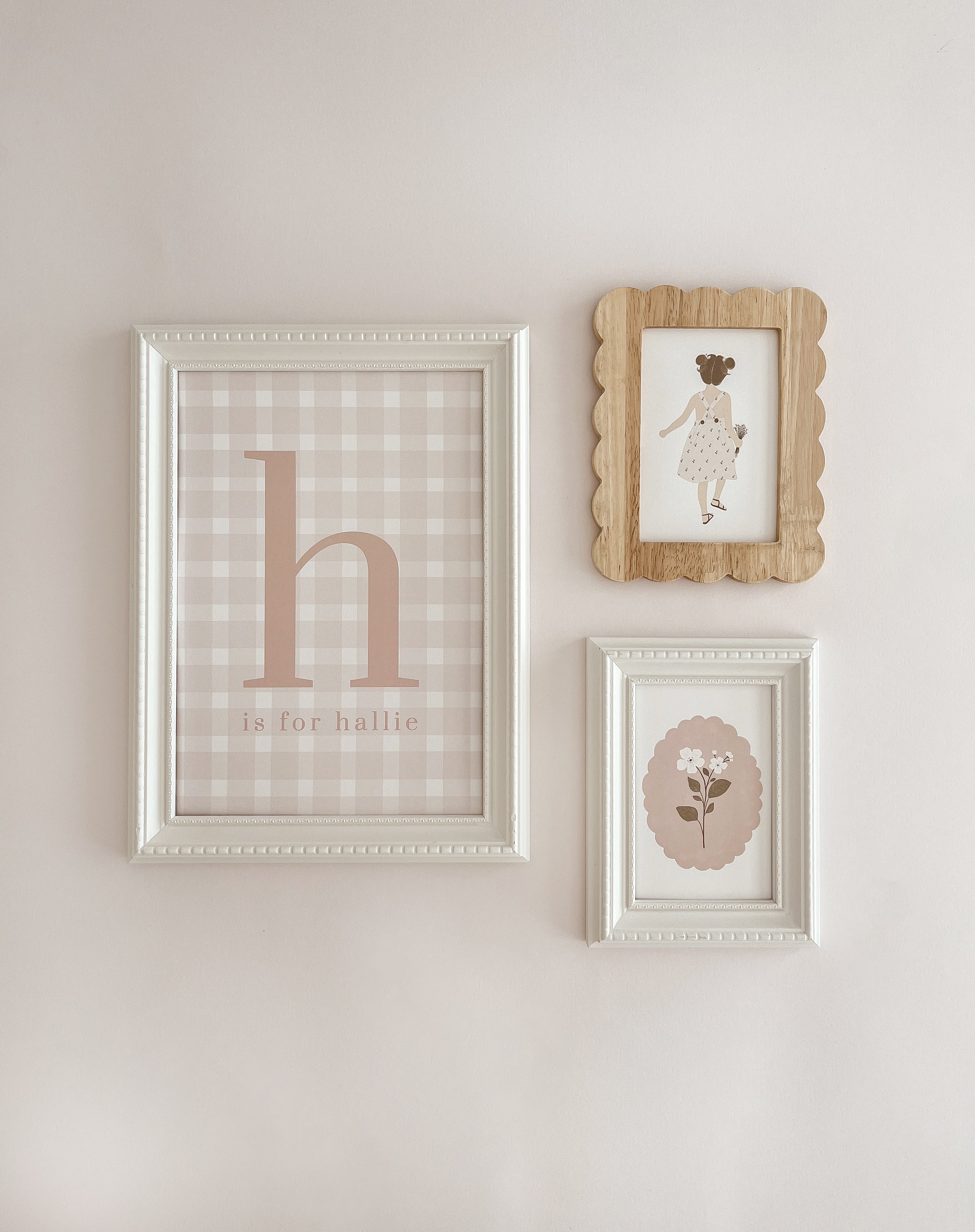 Gingham Initial & Name Print ~ Blush Pink