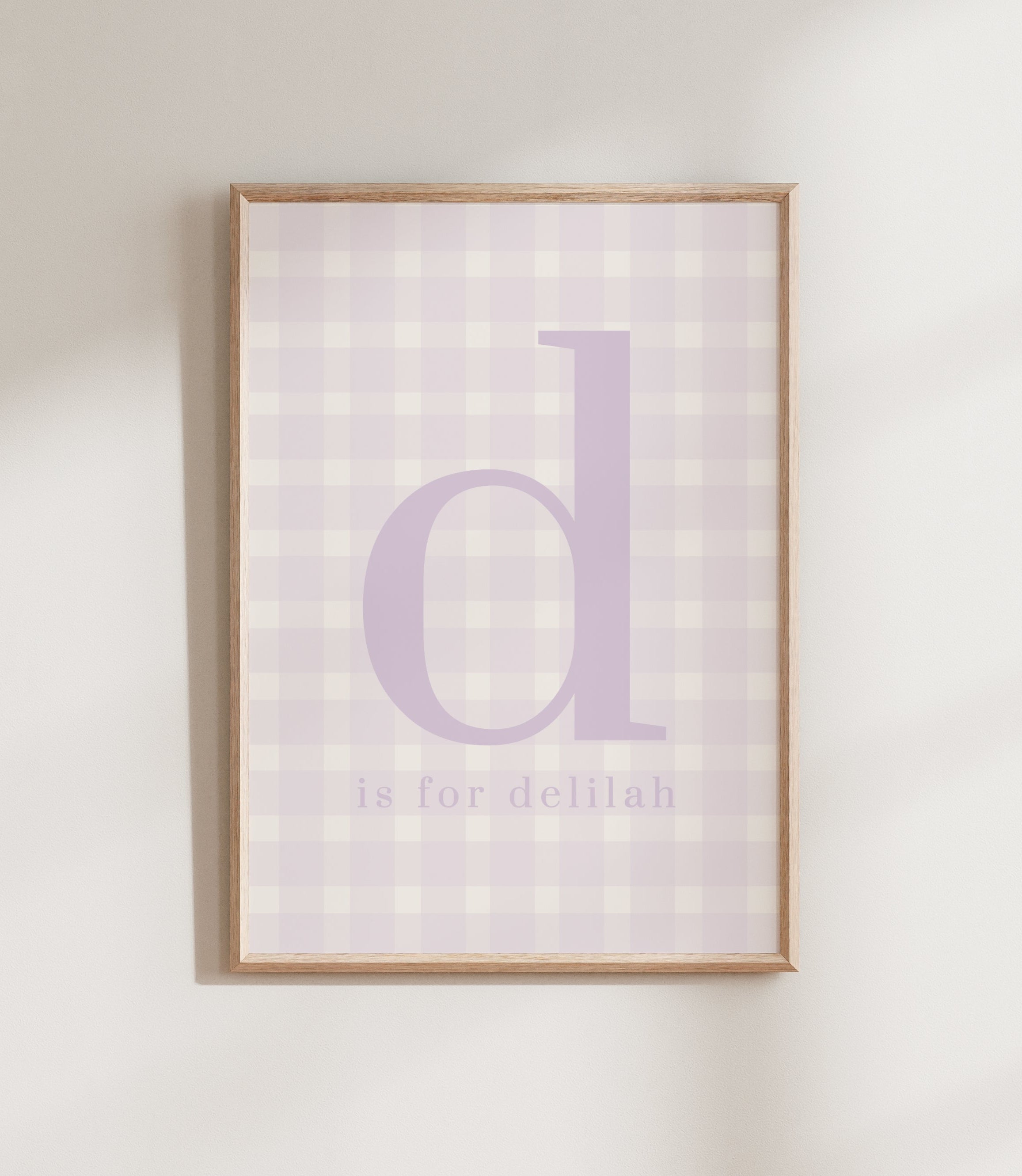 Gingham Initial & Name Print ~ Lilac