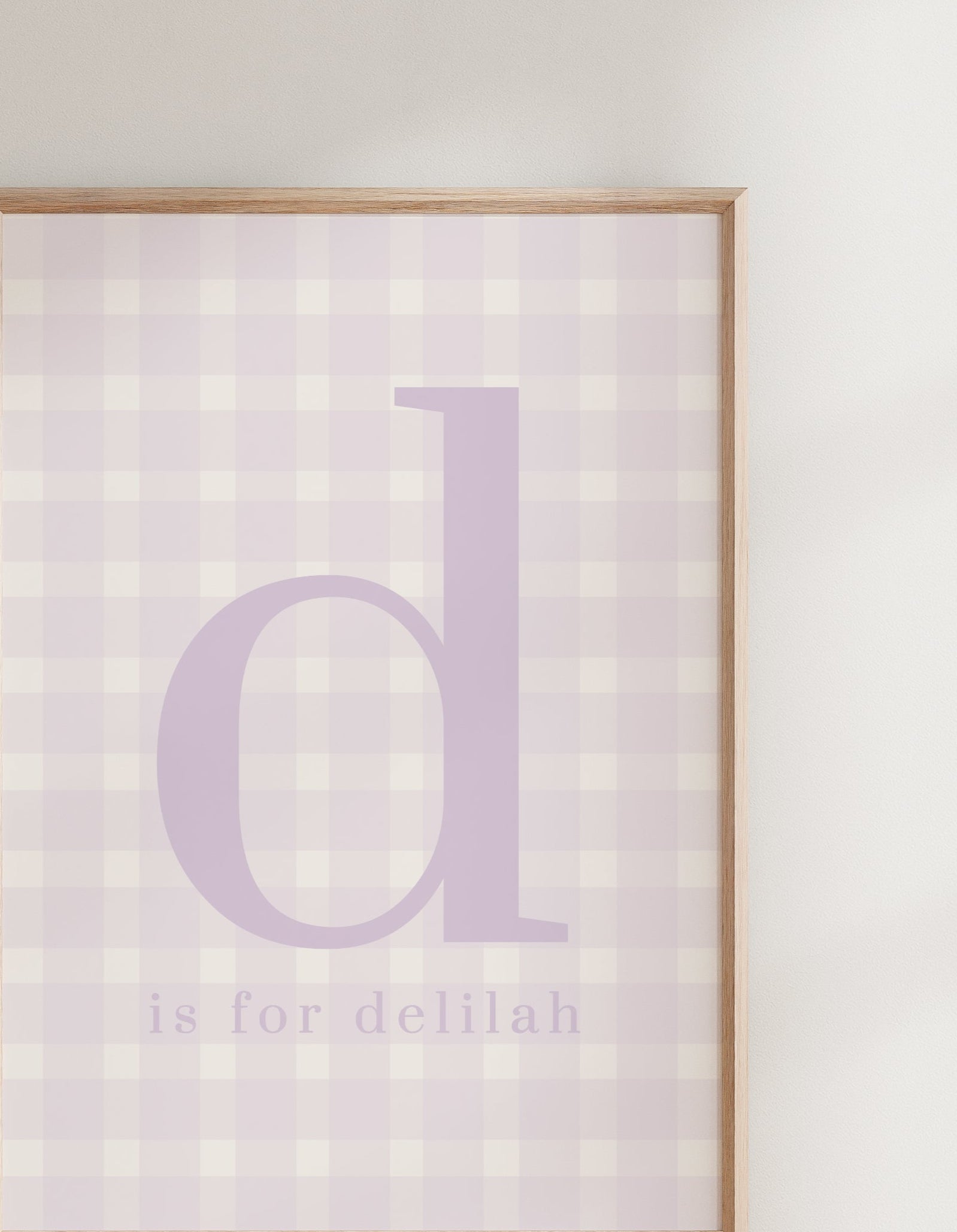 Gingham Initial & Name Print ~ Lilac