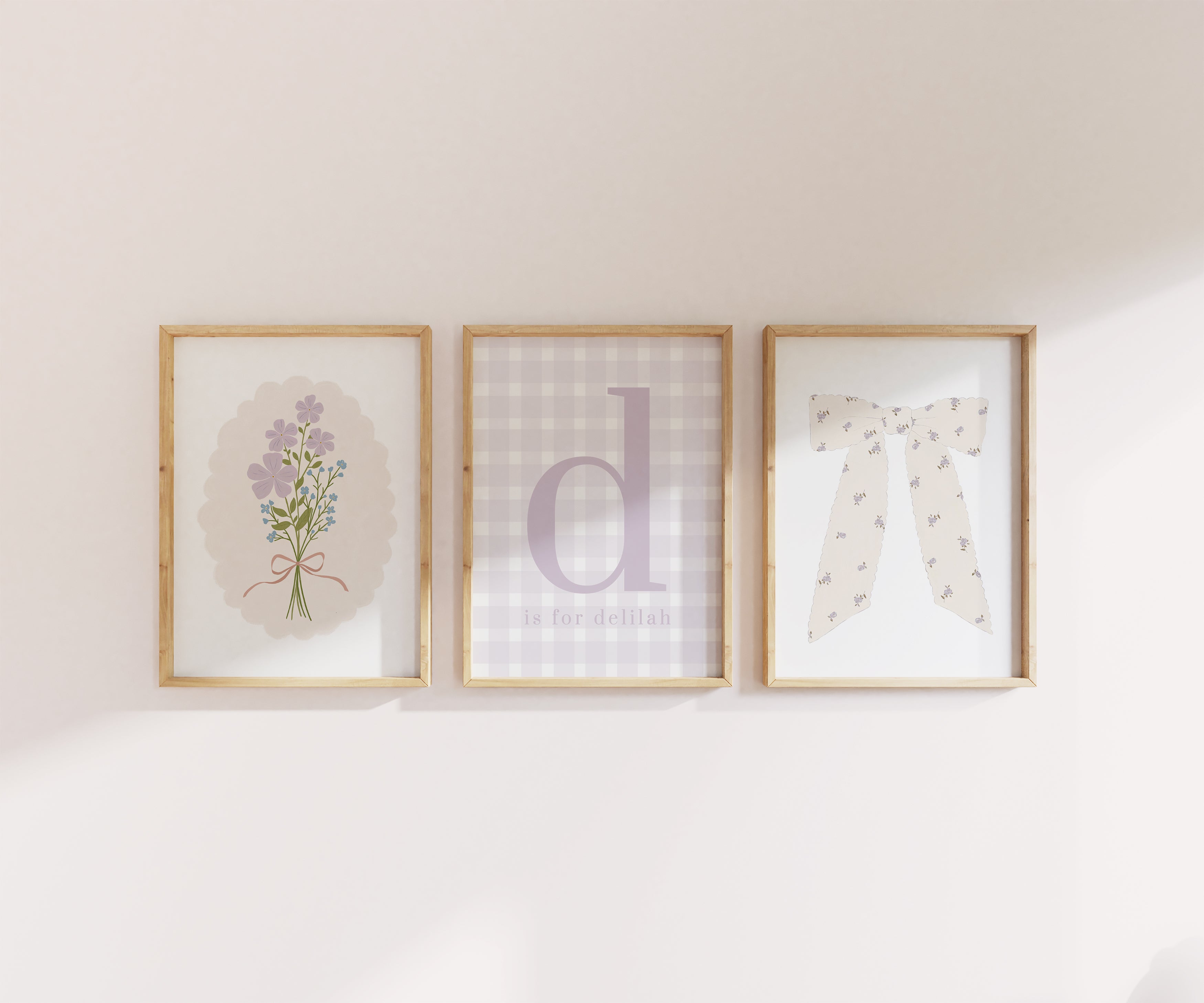 Gingham Initial & Name Print ~ Lilac
